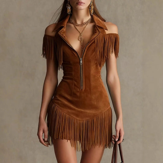 Electric Cowgirl Fringe Mini Dress