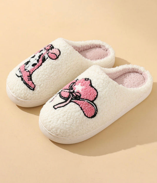 Adorable plush cowgirl slippers