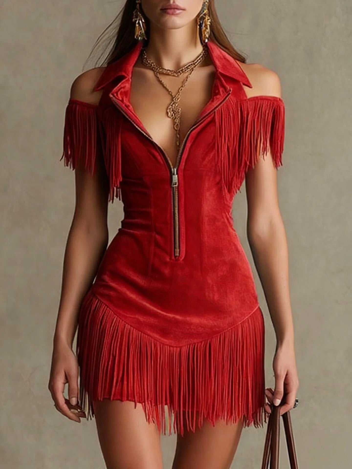 Electric Cowgirl Fringe Mini Dress