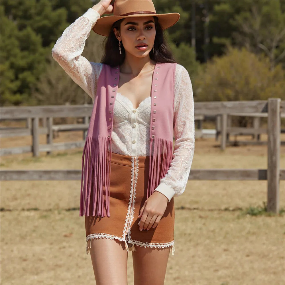 Saddle Up Fringe Suede Vest